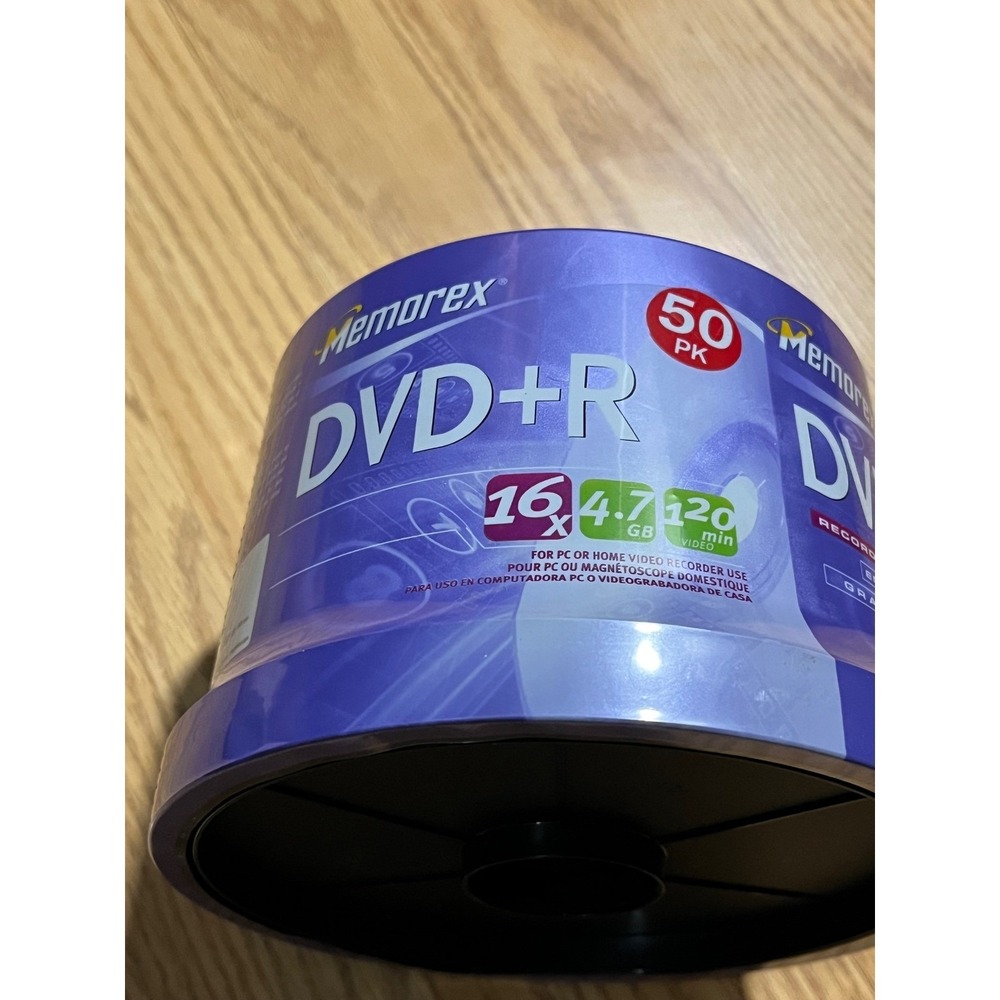Memorex DVD+R 4.7GB 16x 120min Blank‎ Media Recordable Discs 50 Pack Spindle